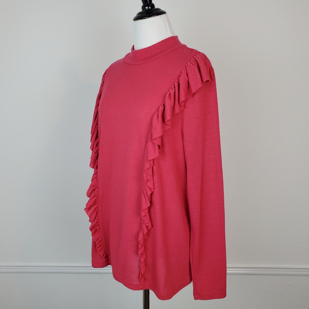 Eloquii Sweater Ruffle Knit Magenta Pink Purple Boho Spring Romantic Dramatic - Picture 2 of 10